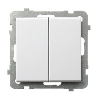 Вимикач 2-й прохідний без рамки Ospel Sonata Білий