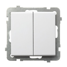 Вимикач 2-й прохідний без рамки Ospel Sonata Білий
