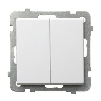 Вимикач 2-й прохідний без рамки Ospel Sonata Білий