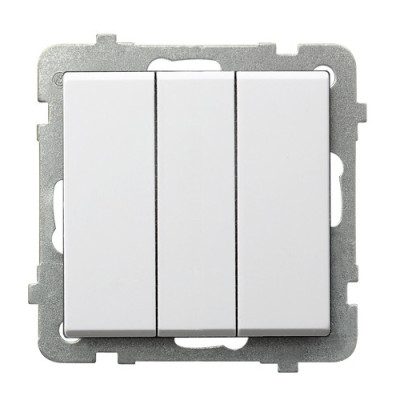 Вимикач 3-й без рамки Ospel Sonata Білий