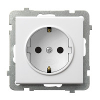 Розетка одинарна із заземленням без рамки Ospel Sonata біла