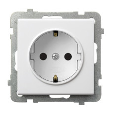 Розетка одинарна із заземленням без рамки Ospel Sonata біла