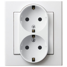 Розетка подвійна із заземленням Ospel Sonata біла