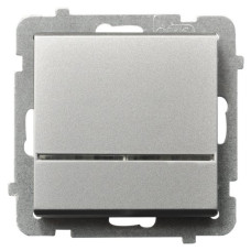 Вимикач 1-й з підсвіткою без рамки Ospel Sonata Срібло матове
