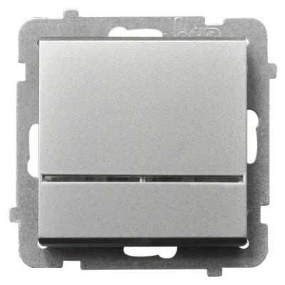 Вимикач 1-й з підсвіткою без рамки Ospel Sonata Срібло матове