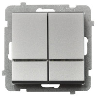 Вимикач 2-й з підсвіткою без рамки Ospel Sonata Срібло матове