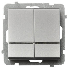 Вимикач 2-й з підсвіткою без рамки Ospel Sonata Срібло матове