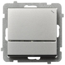 Вимикач 1-й прохідний з підсвіткою без рамки Ospel Sonata Срібло матове