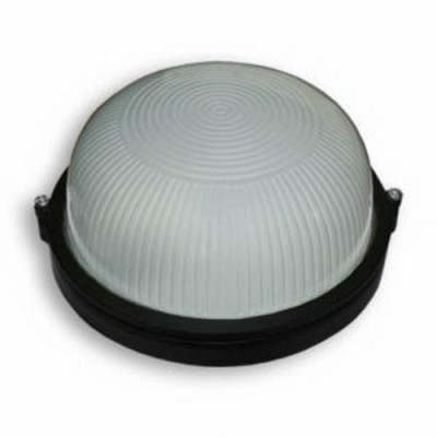 Світильник 100W коло, вологозахищений Чорний (метал/скло)