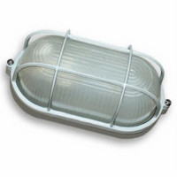 Світильник 100W овал, вологозахищений Білий з решіткою (метал/скло)