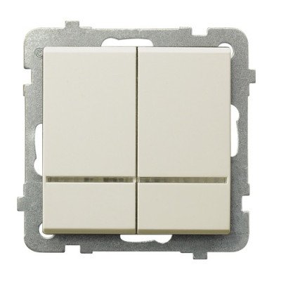 Вимикач подвійний з підсвіткою без рамки Ospel Sonata Крем