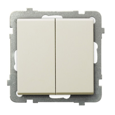 Вимикач подвійний прохідний без рамки Ospel Sonata Крем