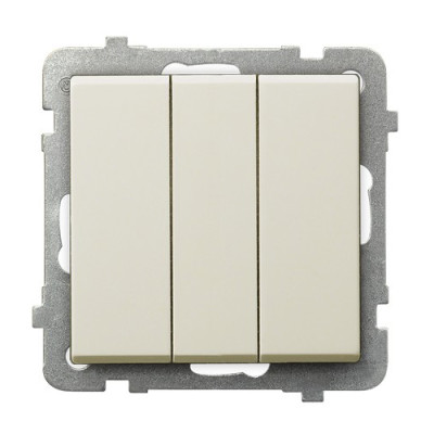 Вимикач потрійний без рамки Ospel Sonata Крем