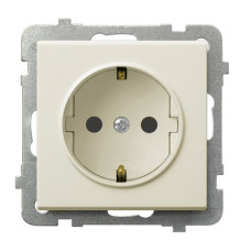 Розетка одинарна із заземленням без рамки Ospel Sonata крем