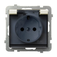 Розетка одинарна із заземленням та кришкою без рамки Ospel Sonata крем