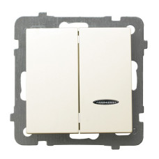 Вимикач подвійний з підсвіткою без рамки Ospel AS Крем