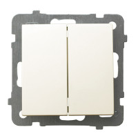 Вимикач подвійний прохідний без рамки Ospel AS Крем