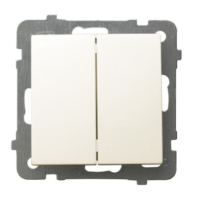Вимикач подвійний прохідний без рамки Ospel AS Крем
