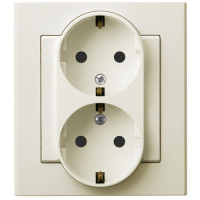 Розетка подвійна із заземленням Ospel Sonata крем