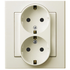 Розетка подвійна із заземленням Ospel Sonata крем