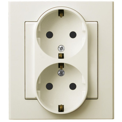 Розетка подвійна із заземленням Ospel Sonata крем