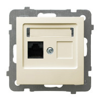 розетка комп'ютерна без рамки Ospel AS крем