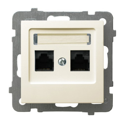 розетка комп'ютерна подвійна без рамки Ospel AS крем
