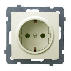 розетка одинарна із заземленням без рамки Ospel AS крем