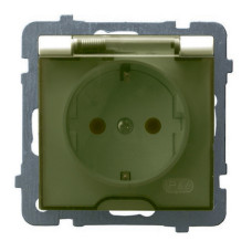 розетка одинарна із заземленням та кришкою без рамки Ospel AS крем