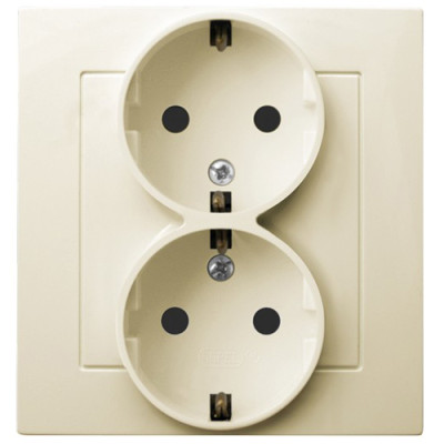розетка подвійна із заземленням Ospel AS крем