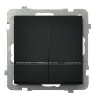 Вимикач 2-й з підсвіткою без рамки Ospel Sonata Чорний