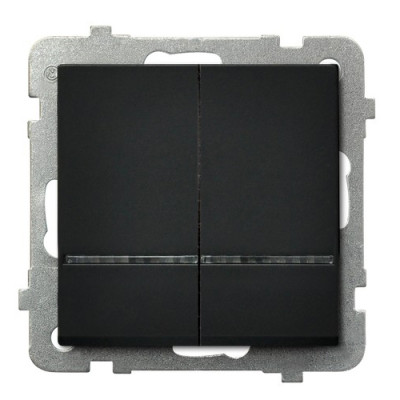 Вимикач 2-й з підсвіткою без рамки Ospel Sonata Чорний