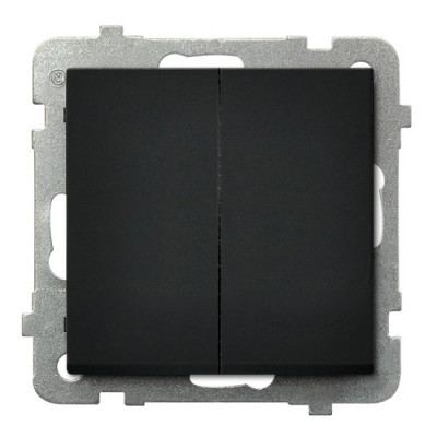 Вимикач 2-й прохідний без рамки Ospel Sonata Чорний