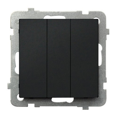 Вимикач 3-й без рамки Ospel Sonata Чорний