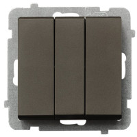 Вимикач 3-й без рамки Ospel Sonata Шоколад