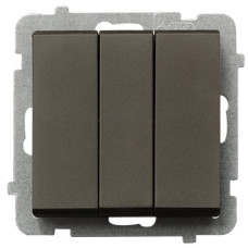 Вимикач 3-й без рамки Ospel Sonata Шоколад