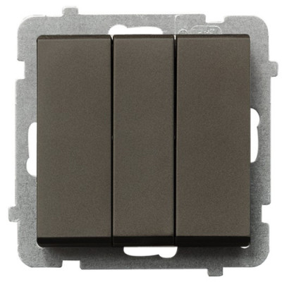 Вимикач 3-й без рамки Ospel Sonata Шоколад