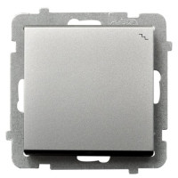 Вимикач 1-й прохідний без рамки Ospel Sonata Срібло матове
