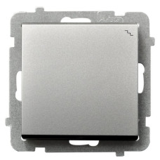 Вимикач 1-й прохідний без рамки Ospel Sonata Срібло матове