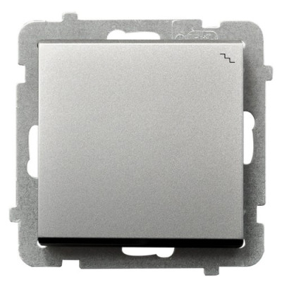 Вимикач 1-й прохідний без рамки Ospel Sonata Срібло матове