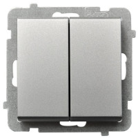 Вимикач 2-й без рамки Ospel Sonata Срібло матове