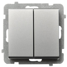 Вимикач 2-й без рамки Ospel Sonata Срібло матове