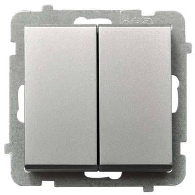 Вимикач 2-й без рамки Ospel Sonata Срібло матове