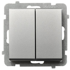 Вимикач 2-й прохідний без рамки Ospel Sonata Срібло матове