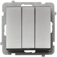 Вимикач 3-й без рамки Sonata Ospel Срібло матове