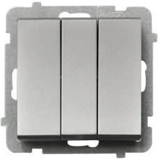 Вимикач 3-й без рамки Sonata Ospel Срібло матове