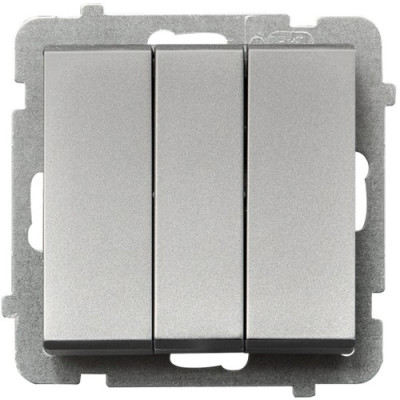 Вимикач 3-й без рамки Sonata Ospel Срібло матове