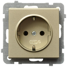 Розетка одинарна із заземленням без рамки Ospel Sonata Золото