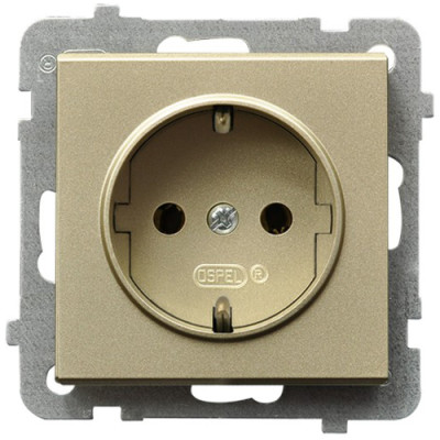Розетка одинарна із заземленням без рамки Ospel Sonata Золото