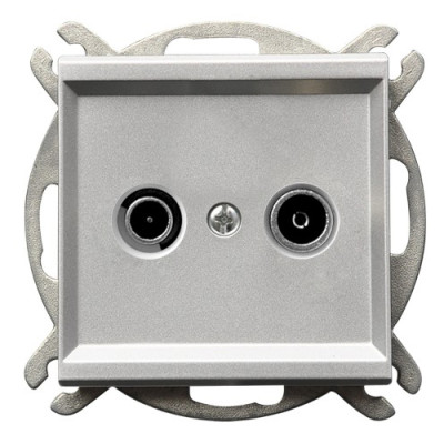 Розетка телевізійна без рамки Ospel Sonata Срібло матове